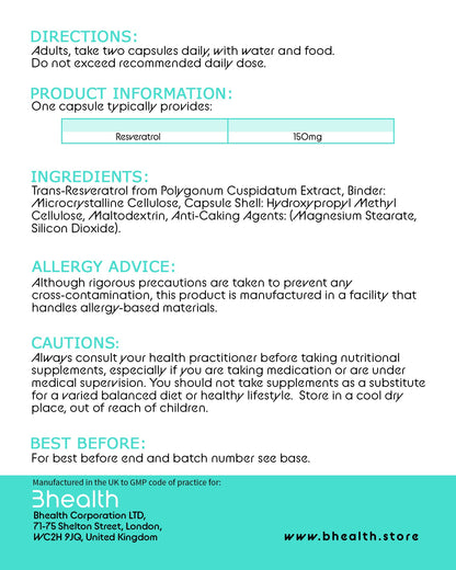 Resveratrol 300mg - Bhealth Store